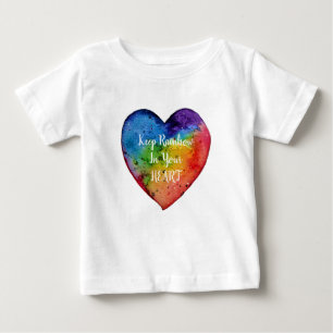T-shirt Pour Bébé Joli cœur arc-en-ciel aquarelle