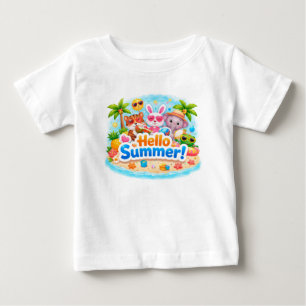 T-shirt Pour Bébé Joli design d'animaux de plage pour l'été