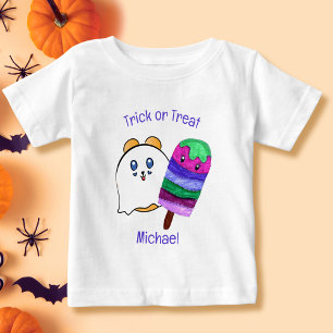 T-shirt Pour Bébé Joli dessin animé de Popsicle sucré d'Halloween po
