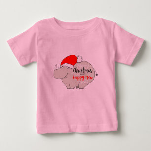 T-shirt Pour Bébé Joli dessin bébé Rhino Funny rose joyeux Noël