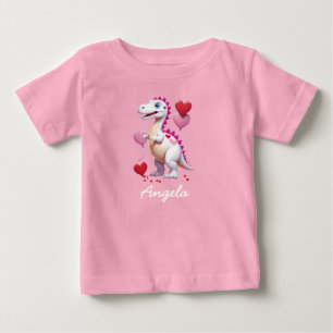 T-shirt Pour Bébé Joli dinosaure blanc pour la Saint-Valentin