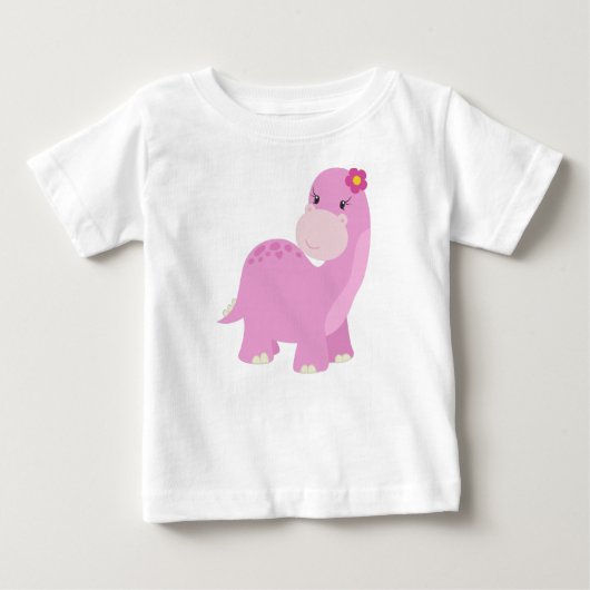 T-shirt Pour Bébé Joli dinosaure, dinosaure rose, dinosaure fille, d (Devant)