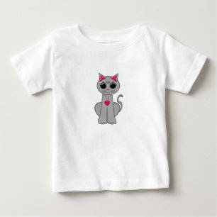T-shirt Pour Bébé Joli drôle heureux chat gris