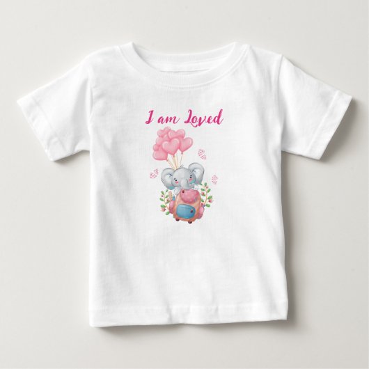 T-shirt Pour Bébé Joli éléphant rose (Devant)
