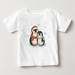 T-shirt Pour Bébé Joli hiver Theme Penguin Famille Noël