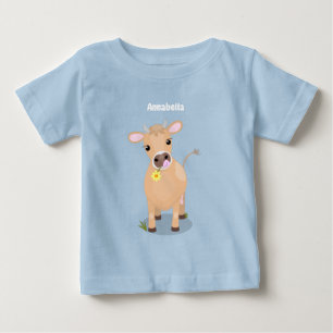 T-shirt Pour Bébé Joli joli maillot de vache et dessin de fleurs