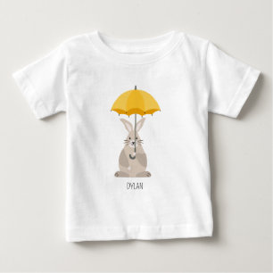 T-shirt Pour Bébé Joli lapin avec parapluie nom personnalisé 