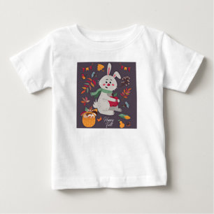 T-shirt Pour Bébé Joli lapin d'automne avec texte personnalisé