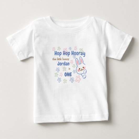 T-shirt Pour Bébé Joli Lapin Dessin Animé Fête Son Premier Anniversa (Devant)