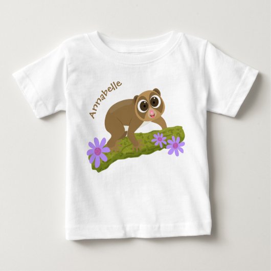 T-shirt Pour Bébé Joli lenteur loris sur dessin de branche (Devant)