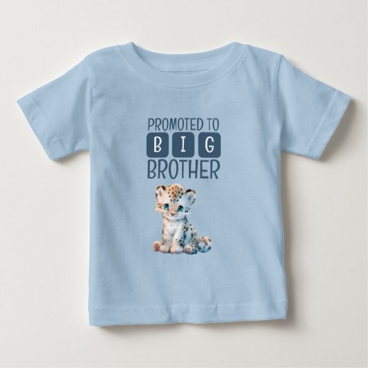 T-shirt Pour Bébé Joli léopard grand frère bleu (Devant)