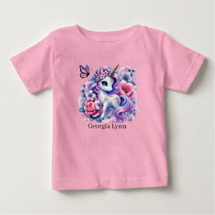 T-shirt Pour Bébé Joli licorne ajouter nom fantaisie
