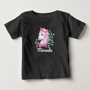 T-shirt Pour Bébé Joli licorne magique nom personnalisable