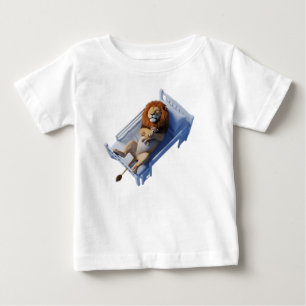 T-shirt Pour Bébé Joli lion 3D dormant au lit avec un ours en peluch