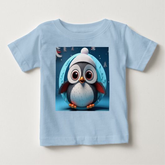 T-shirt Pour Bébé Joli manchot aux grands yeux prêt à superposer (Devant)