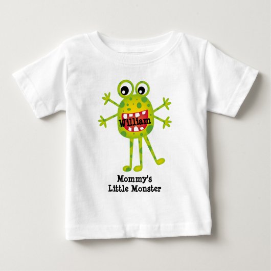 T-shirt Pour Bébé Joli Monstre Caricature Vert amusant pour les enfa (Devant)