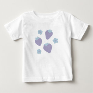 T-shirt Pour Bébé Joli motif de fraises en lilas et bleu