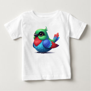 T-shirt Pour Bébé Joli oiseau de dessin animé bleu et jaune 