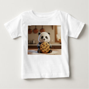 T-shirt Pour Bébé Joli panda recouvert de farine avec un cookie géan