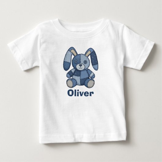T-shirt Pour Bébé Joli patchwork en jean de lapin (Devant)