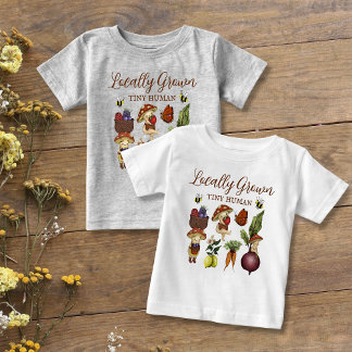 T-shirt Pour Bébé Joli Petit Champignon et Légume Pousse Localement