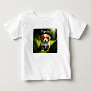 T-shirt Pour Bébé Joli petit chiot Brown et blanc