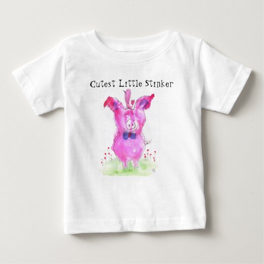 T-shirt Pour Bébé Joli petit porc puant (Devant)