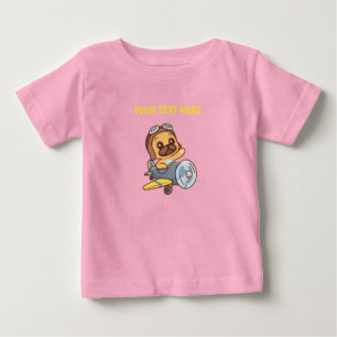 T-shirt Pour Bébé Joli Pilote de Chien Bébé Avion Nom Personnalisé R
