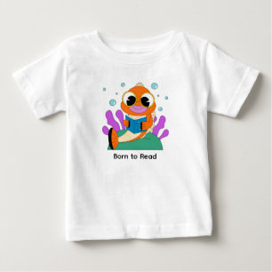 T-shirt Pour Bébé Joli Poisson Bibliophile Dessin Animé – Créature M