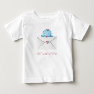 T-shirt Pour Bébé Joli Premier Saint-Valentin Oiseau
