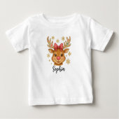 T-shirt Pour Bébé Joli Reindeer Floral de Noël Coquette (Devant)