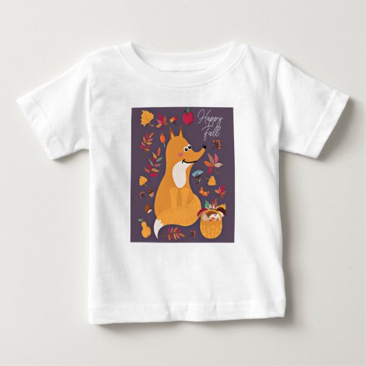 T-shirt Pour Bébé Joli renard d'automne avec texte personnalisé (Devant)
