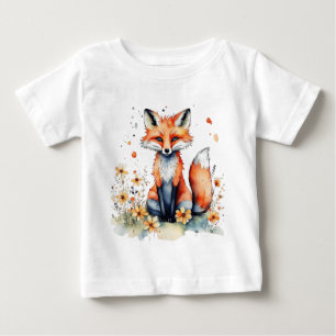 T-shirt Pour Bébé Joli renard floral