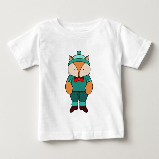 T-shirt Pour Bébé Joli renard vert (Devant)