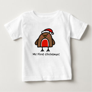 T-shirt Pour Bébé Joli Robin Doodle Premier Noël