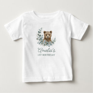 T-shirt Pour Bébé Joli T-Shirt Anniversaire Bébé Ours Aquarelle Marr