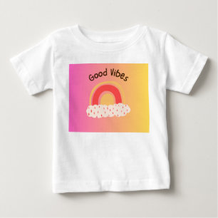 T-shirt Pour Bébé Joli T-Shirt Bébé Arc-en-Ciel "Good Vibes"