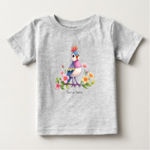 Joli T-Shirt Bébé Fleur Oiseau Rose Bleu