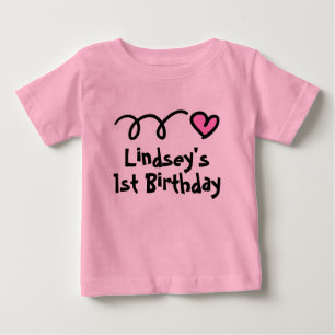 T-shirt Pour Bébé Joli tee-shirt rose en forme de coeur pour le 1er