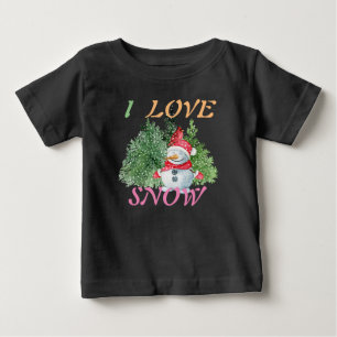 T-shirt Pour Bébé Joli thème de Noël bonhomme de neige