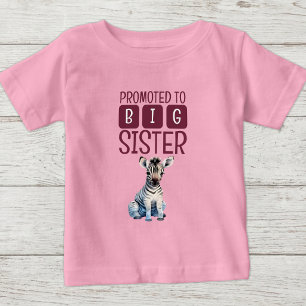 T-shirt Pour Bébé Joli zèbre grande sœur rose