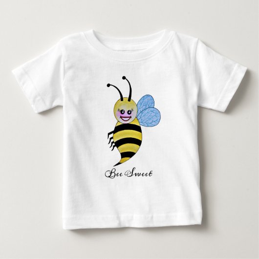 T-shirt Pour Bébé Jolie Abeille Aquarelle Avec Un Bon Sourire (Devant)