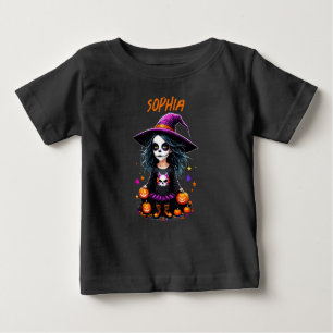 T-shirt Pour Bébé Jolie Adorable Kawaii Halloween sorcière