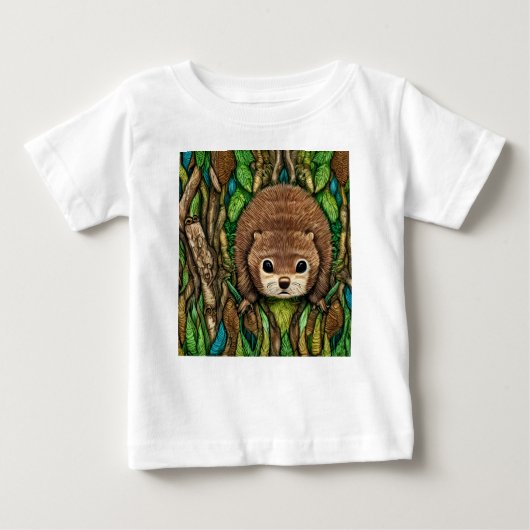 T-shirt Pour Bébé Jolie adorable petit bébé castor (Devant)