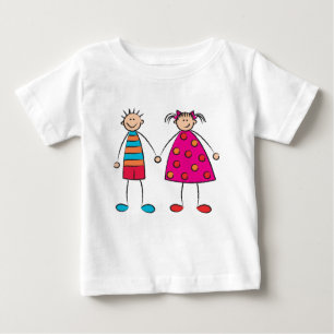 T-shirt Pour Bébé Jolie caricature garçon et fille égale amour T-shi