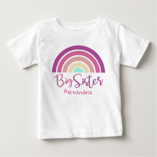 T-shirt Pour Bébé Jolie couleur arc-en-ciel grande soeur nom personn