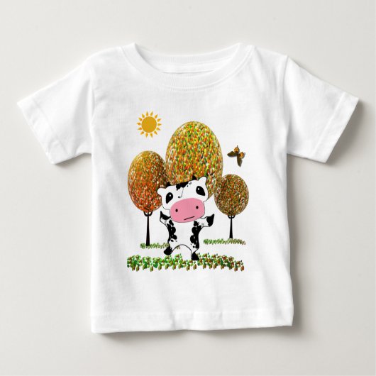 T-shirt Pour Bébé Jolie danse Kawaii vache dans une gelée... - Custo (Devant)