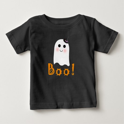 T-shirt Pour Bébé Jolie Fantôme Boo Halloween Baby Shirt (Devant)