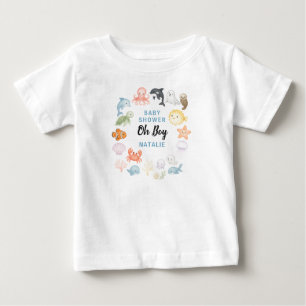 T-shirt Pour Bébé Jolie fête prénatale Océan sous l'eau Bébé Animal