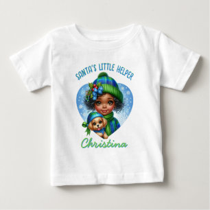 T-shirt Pour Bébé Jolie fille afro-américaine avec chiot hiver